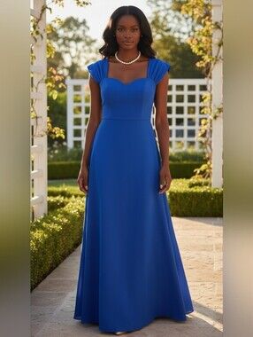 Vintage Cottagecore Royal Blue Maxi Wedding Guest Dress  Size 6